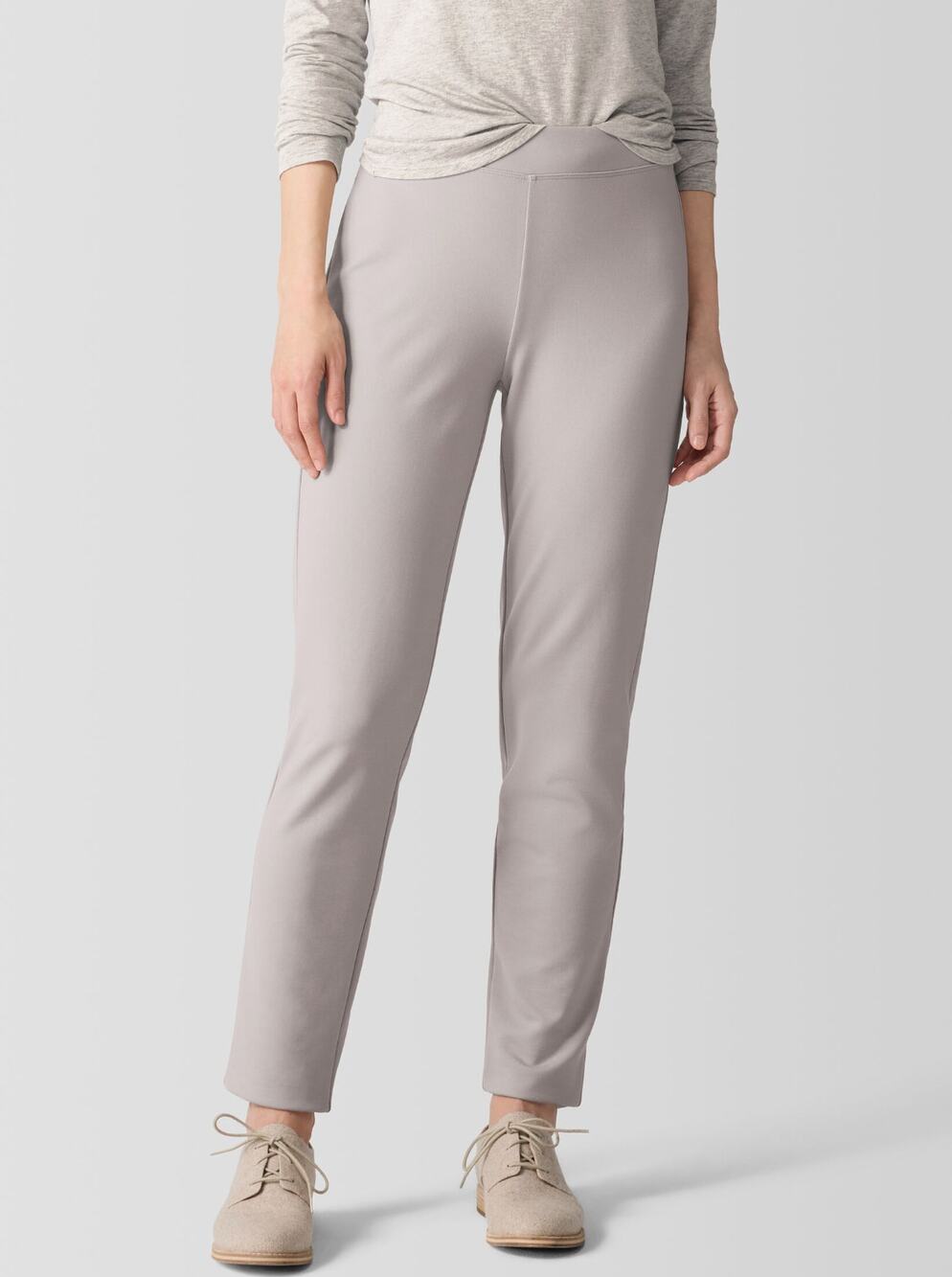Eileen Fisher Slim Pant Womens Medium Gray Washable Flex Crepe Pull On Ankle